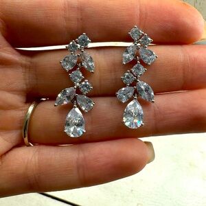 Faux diamond hanging earrings